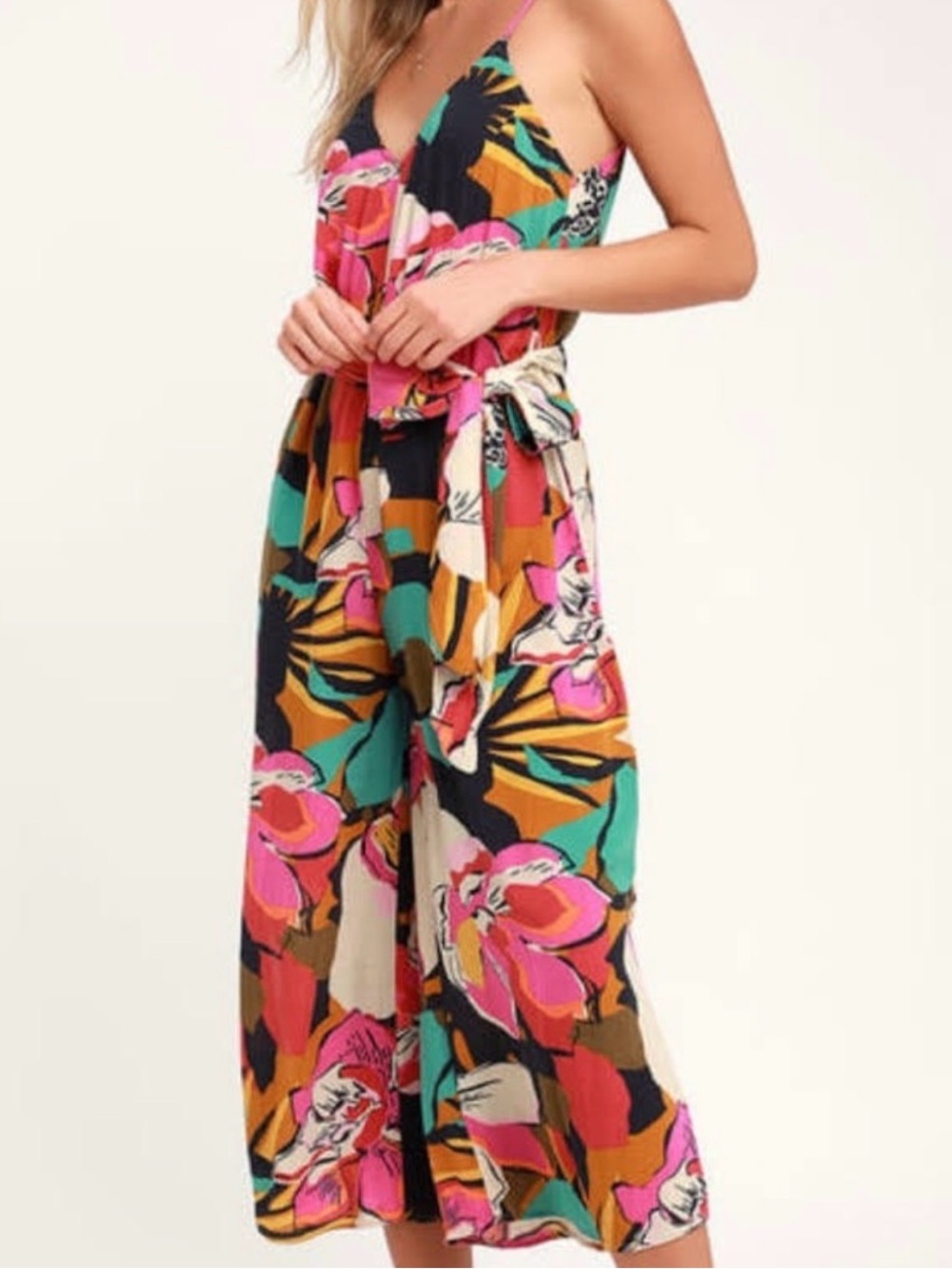 Billabong Floral Print Wide-Leg Jumpsuit in Multicolor